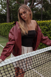 Marzipan Strapless Contrast Mini Dress Black Cream